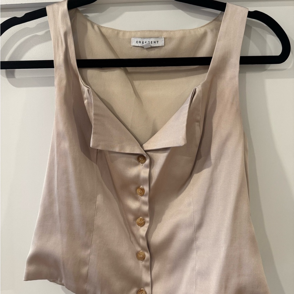 Crescent Gold Asymmetrical Blouse with Notched Collar